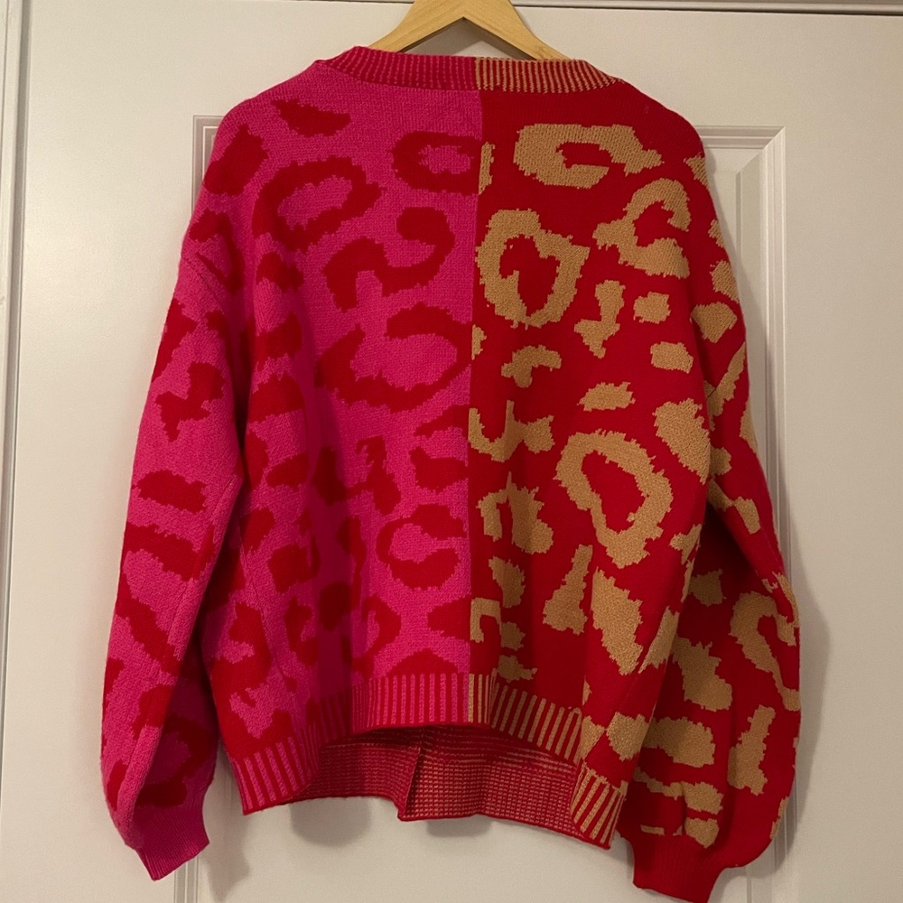NWT Vestique Depth Leaopard Two tone Multi colored Cardigan Sweater - Picture 11 of 12